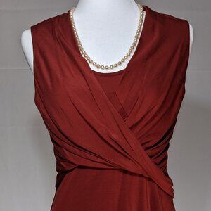S WHBM Sleeveless Faux Wrap Burnt Orange Perfect Dress NWT
